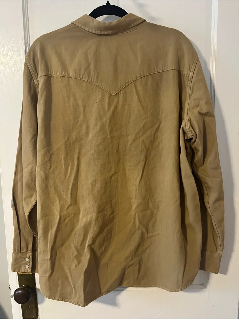 NWT Levi’s Men’s Classic Western Pearl Snap Flannel Shirt Tan Beige Size XXL